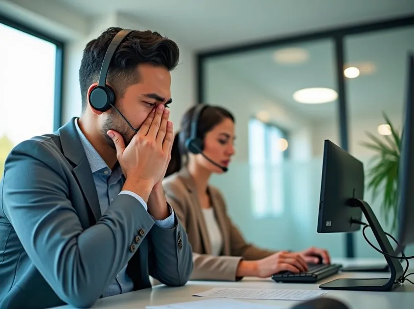 Equipo de atención al cliente utilizando avanzadas herramientas de análisis de datos para optimizar la gestión de quejas y mejorar la experiencia del cliente.
