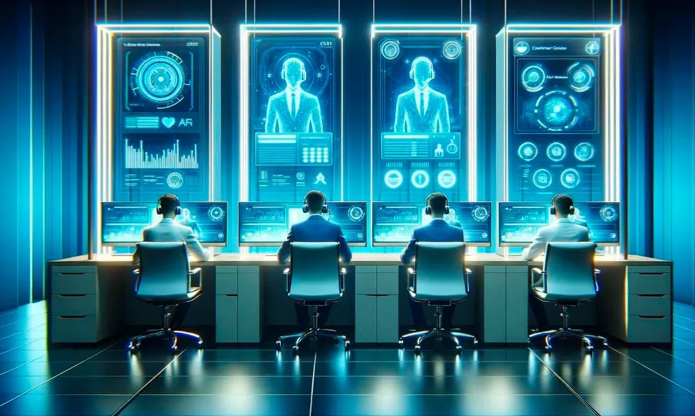 una imagen ilustrativa en donde la atención al cliente y la inteligencia artificial conviven de manera optimizada