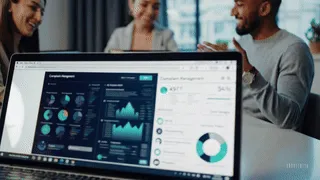 Equipo moderno de atención al cliente analizando el rendimiento de su empresa en ReclameAQUI Brasil, integrando soluciones con inteligencia artificial para mejorar la reputación empresarial. en la plataforma.