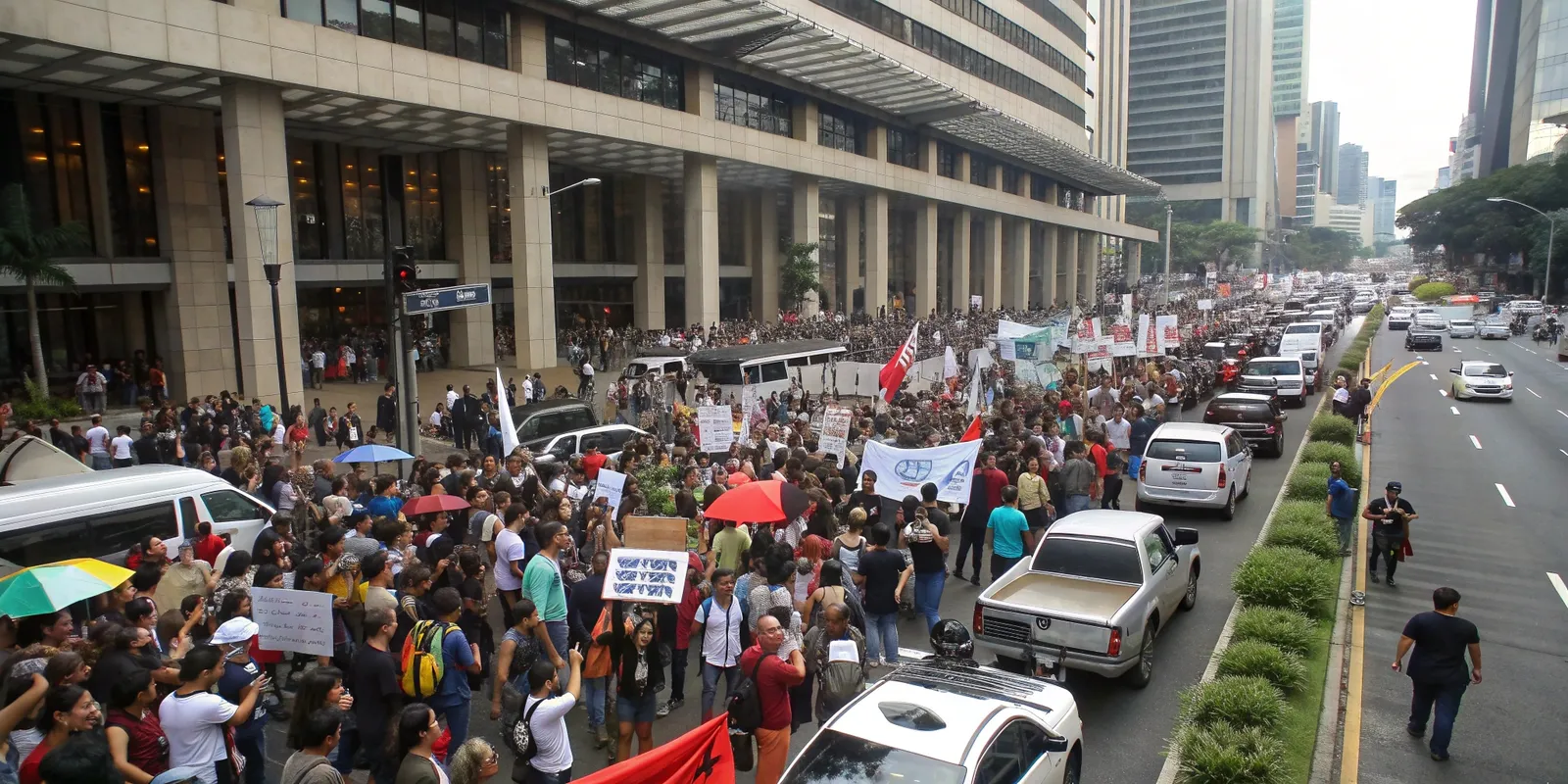 Protesta masiva tras escándalo de reclamos por fraude bancario y malas prácticas financieras.