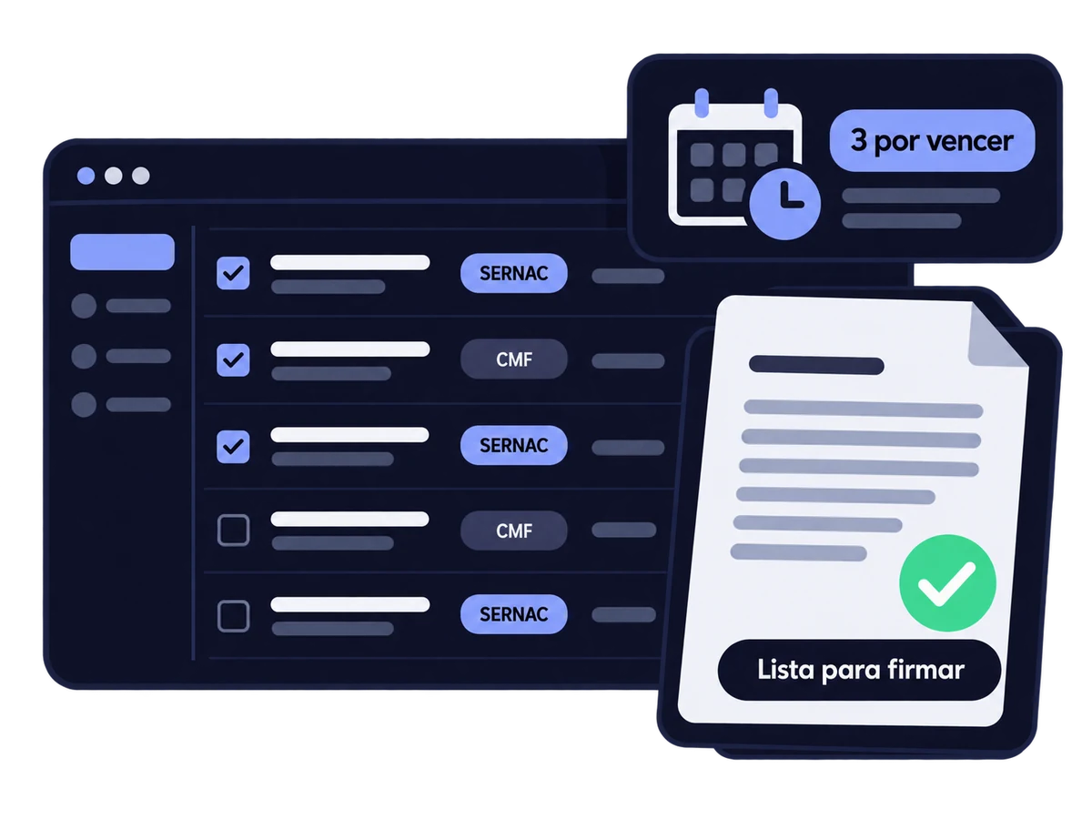 Ilustración de ZTZ: la lista de reclamos SERNAC y CMF, los 3 casos por vencer y una respuesta lista para firmar