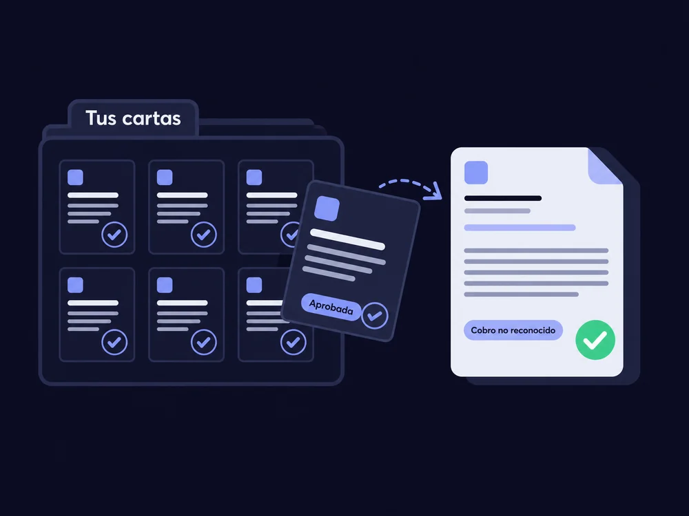 Ilustración: de tus cartas aprobadas sale la respuesta del reclamo por cobro no reconocido